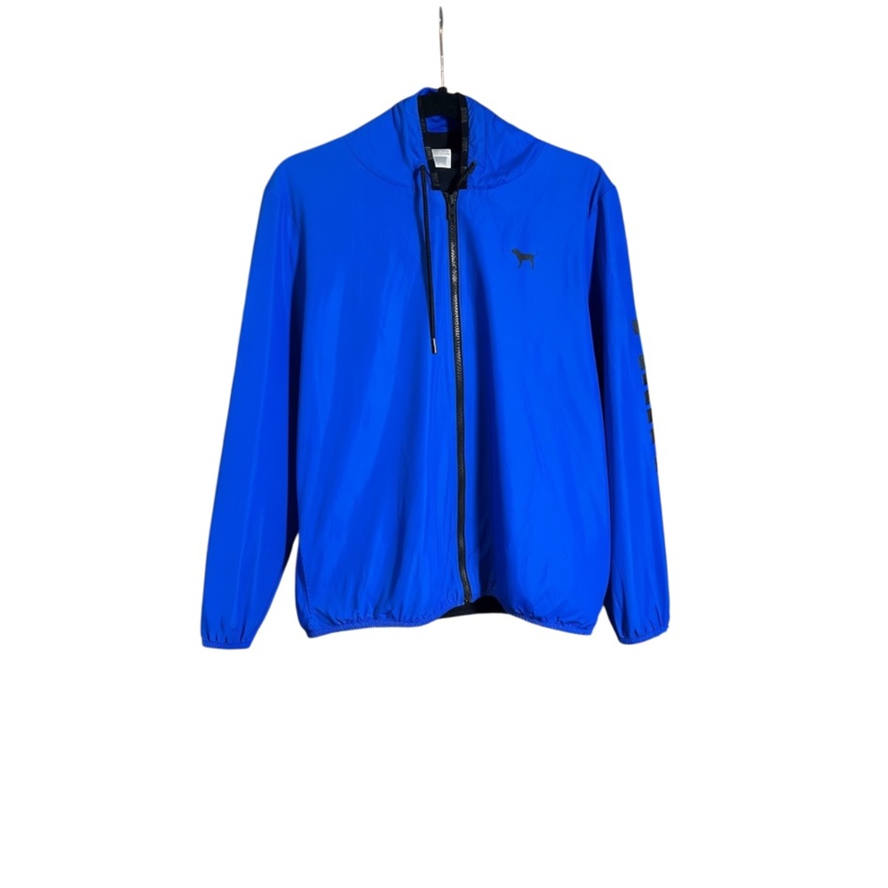 Victoria's Secret PINK Royal Blue Hooded Windbreaker Jacket Dog Logo Y2K XS/S